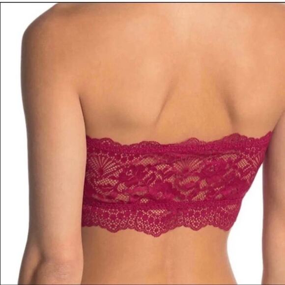 Free People Size S Lacey Looks Bandeau Burgundy  All Lace Lightly Lined NEW - Picture 4 of 8